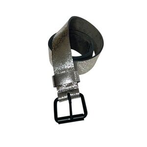 Leather Belt With Vintage Silver Effect